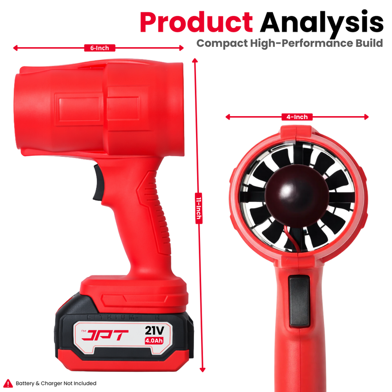 JPT Heavy-Duty 21V Jet Air Blower | 25000RPM Speed | Air Output 8m³/min | 100% Copper Winding | Air Blower for Blasting Away Dust & Leaves | 𝐁𝐚𝐭𝐭𝐞𝐫𝐲 & 𝐂𝐡𝐚𝐫𝐠𝐞𝐫 𝐍𝐨𝐭 𝐈𝐧𝐜𝐥𝐮𝐝𝐞𝐝