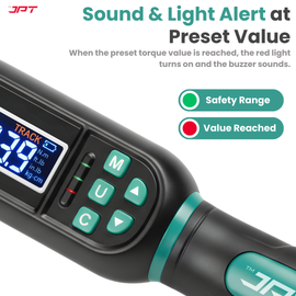 JPT Digital Torque Wrench 1/4" Drive | 0.6–12 N·M Torque Range | High-Accuracy Electronic Torque Wrench with LED & Buzzer Alert | Peak & Track Mode | Multi-Unit Display