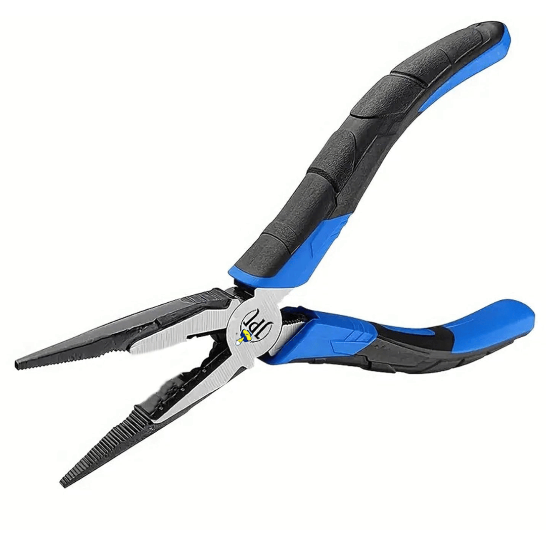 JPT 8-Inch Long Heavy Duty Nose Plier With Hard Carbon Steel Jaws And Comfort Grip Handles | Long Nose Cutting Pliers for AC Wiring, Cutting, And Gripping