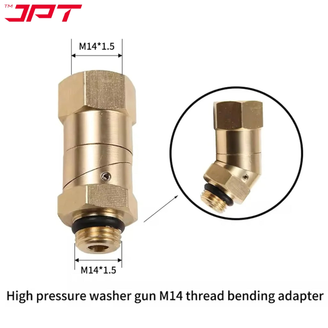 JPT 45° Adjustable Pivot Coupler with 360° Rotating Nozzle Head | High-Pressure Washer Adapter with M14 Thread | Compatible with Up to 4500 PSI Pressure