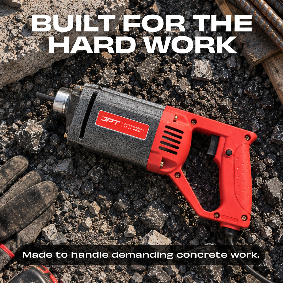 JPT Heavy Duty 1250-Watt Handheld Electric Concrete Vibrator Machine | 13000 Vibrations Per Minute | 1300 RPM Speed | 35mm Chuck | Copper Armature | With 1.5-Metre Vibrator Needle Included