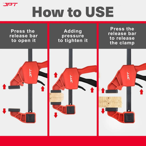JPT Ultra Heavy-Duty 33-Inch Quick-Grip Bar Clamps | 600mm Clamping Range | One-Handed Wood Clamps with Quick-Release Trigger | F-Clamp Set | 165 lbs Hold | Woodworking, Carpentry, DIY