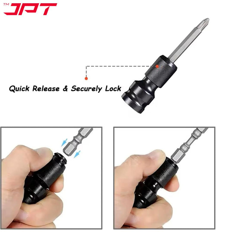 JPT 1/2-Inch Square Drive to 1/4-Inch Hex Socket Adapter | Impact wrench To Drill Machine Converter | Quick Release Chuck Converter for Impact Wrench
