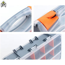 Buy now the JPT heavy duty 12-inch tool box organizer, featuring 30 removable dividers, double-sided design, transparent lids, and lock system. Buy Now