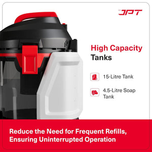 JPT Pro Series 15L Carpet Vacuum Cleaner | 1400W Motor | 17kPa Suction | 15L Tank & 4.5L Soap Tank | Wet & Dry Cleaning | Deep Cleans Carpet, Sofa, Curtains, Mattress, Floors