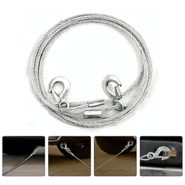 JPT Heavy Duty Steel Winch Cable, 3/8 x 13ft Wire Rope with Hook, 11,023 lb Breaking Strength - Ideal for Tow Trucks, Rollbacks, Cranes, and Wreckers (Silver)