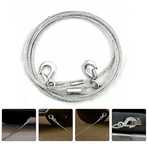 JPT Heavy Duty Steel Winch Cable, 3/8 x 13ft Wire Rope with Hook, 11,023 lb Breaking Strength - Ideal for Tow Trucks, Rollbacks, Cranes, and Wreckers (Silver)