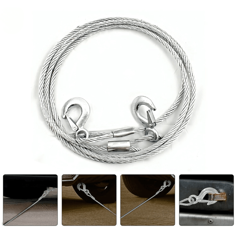 JPT Heavy Duty Steel Winch Cable, 3/8 x 13ft Wire Rope with Hook, 11,023 lb Breaking Strength - Ideal for Tow Trucks, Rollbacks, Cranes, and Wreckers (Silver)