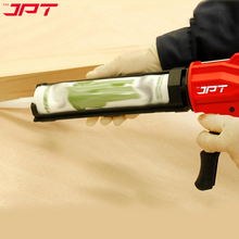 Buy now the JPT Pro Series heavy-duty caulking silicone gun, featuring dual-mode functionality, a built-in cutting knife, and a 360° rotating front holder.