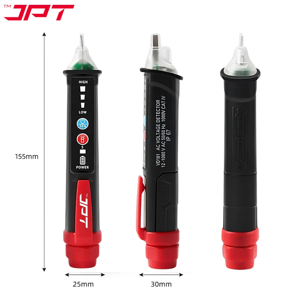 JPT Pro Series Non-Contact Dual Range  (12V-1000V / 48V-1000V) AC Voltage Tester | Tester for Live/Null Wire Detection | Buzzer Alarm & LED Flashlight | Best for Electricians, Technicians, Ad Home Use