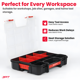 Buy JPT Ultra Heavy Duty Tool Organizer Medium to stay organized on every job with this organizer featuring 14 compartments and 8 removable dividers. Buy Now