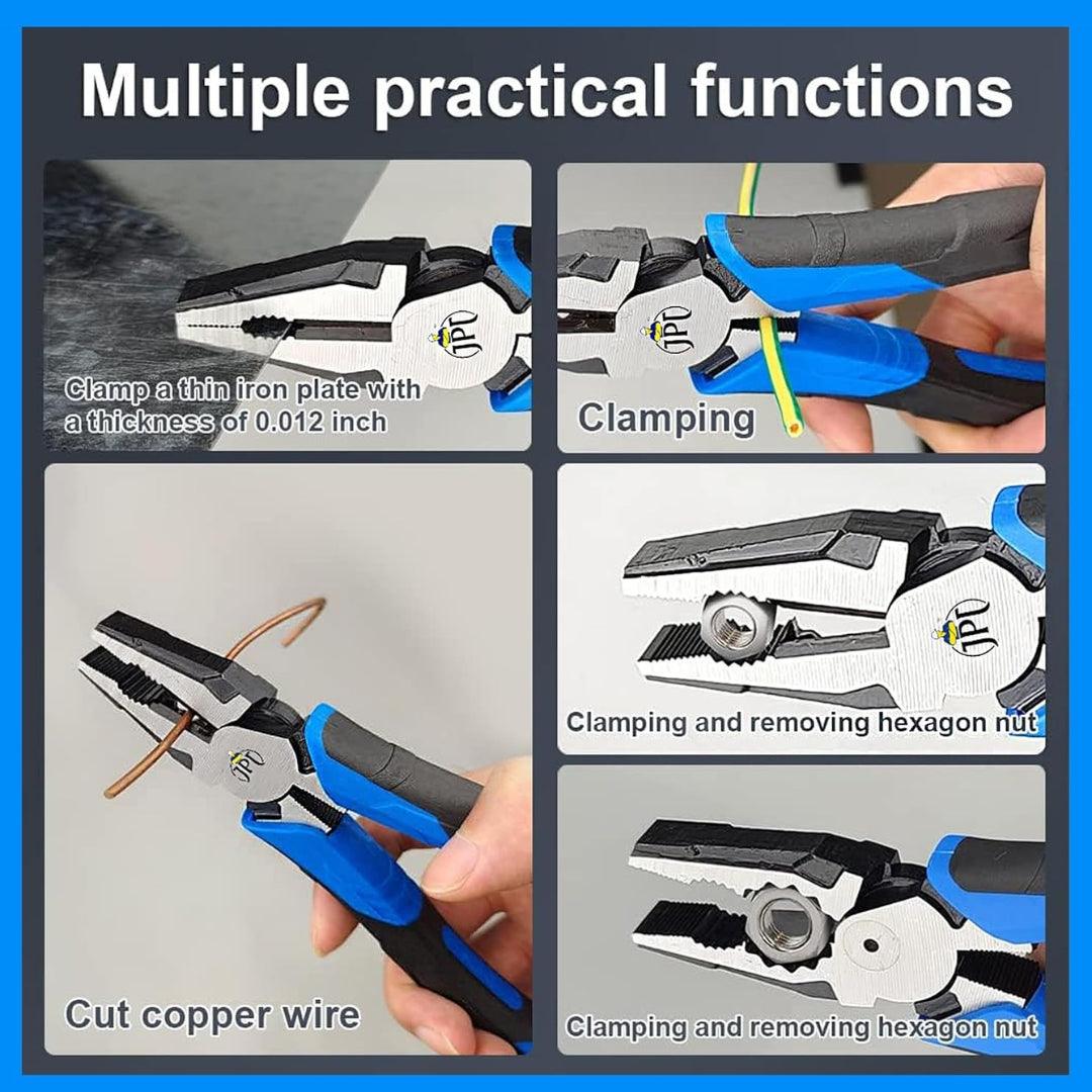 JPT 8-Inch Heavy Duty High-Leverage Cutting Plier for Twisting, Clamping Screws, and Cutting Soft Metals like Copper and Aluminum
