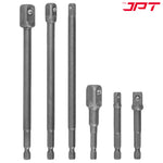 JPT 6-Piece Impact Socket Adapter Set | 3" and 6" lengths – 1/4", 3/8", and 1/2" hex shank | 65-150MM Extension Set for Impact Drivers & Power Drills