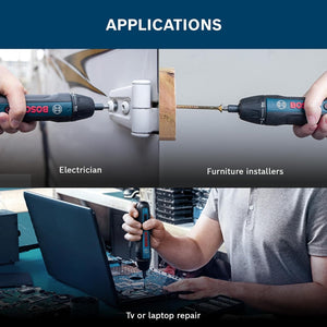 Bosch GO 2.0 Professional Cordless Screwdriver Set | 33-Piece Screwdriver Bit Set | 5/2.5 Nm  (Hard/Soft) Torque | 360RPM Speed  | 3.6V Battery | ¼