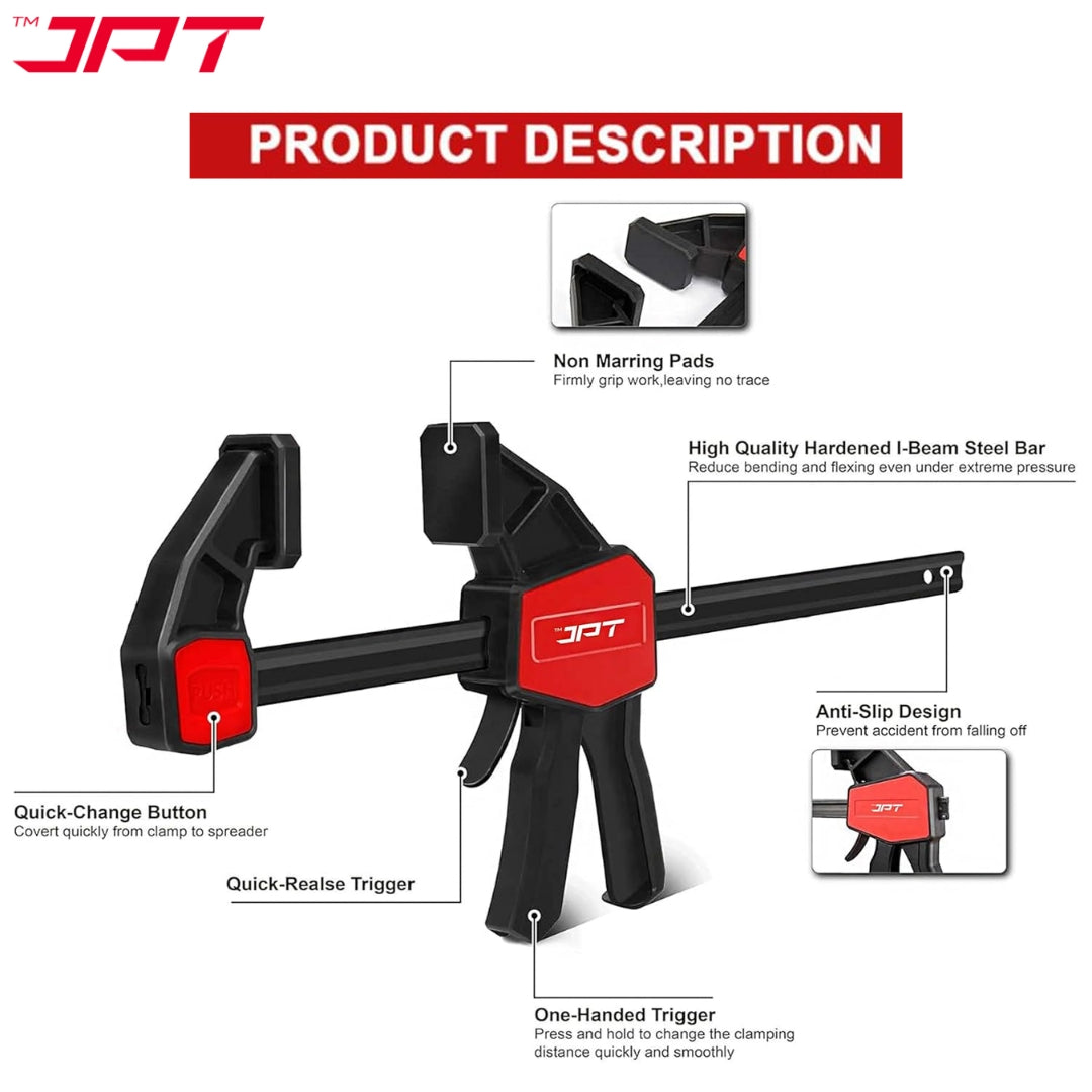 Buy now the JPT Pro Series 30" bar clamp at the best price. This clamp offer you 2-in-1 functionality, i beam structure, quick release trigger, and much more.
