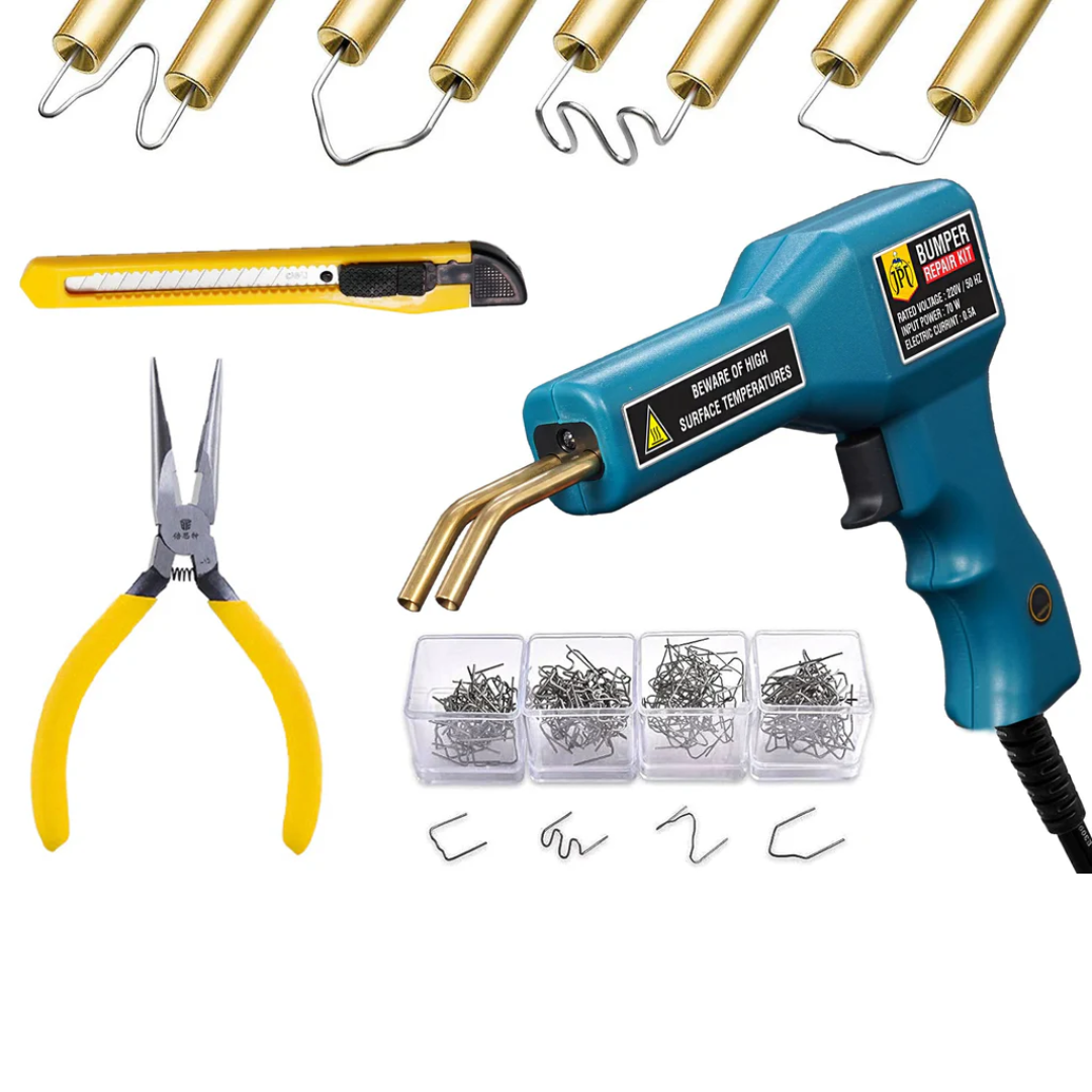 JPT Heavy Duty 70-watt Car Bumper Repair Kit | 0.5A Electric Current | 4-Types 400-Piece Hot Stapler | Plastic Repair DIY Tools
