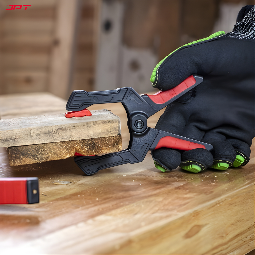 JPT 6-inch heavy duty spring clamp with 80mm wide jaw, high-tension steel spring and one-hand quick grip—ideal for woodworking, carpentry and DIY use. Buy Now