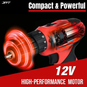 JPT 12v Cordless Drill Machine | 24N.M. Torque | 1350RPM Speed | 18+1 Setting | 10MM Chuck | 1500mAh Battery | Dual Speed Modes | 6-Months Warranty
