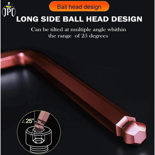 JPT 9 Piece Short Arm L Shaped 7Inch Ball End Hex Allen Key Set | Security Torx End Holes | Sizes 1.5mm to 10mm Alternative View