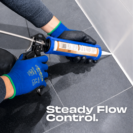 JPT Heavy Duty Caulking Gun, 360° Rotating Barrel, Silicone Sealant Gun Anti-Drip Release • Steel Trigger Handle • Hanging Hook • For Silicone, Sealant, Adhesive, Acrylic