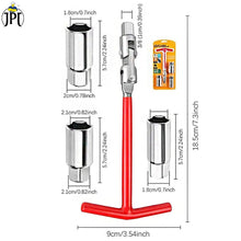 JPT 16/18/21mm Universal Spark Plug Socket Wrench Set, 4-Piece with T-Handle, 360-Degree Rotation for Easy Spark Plug Removal