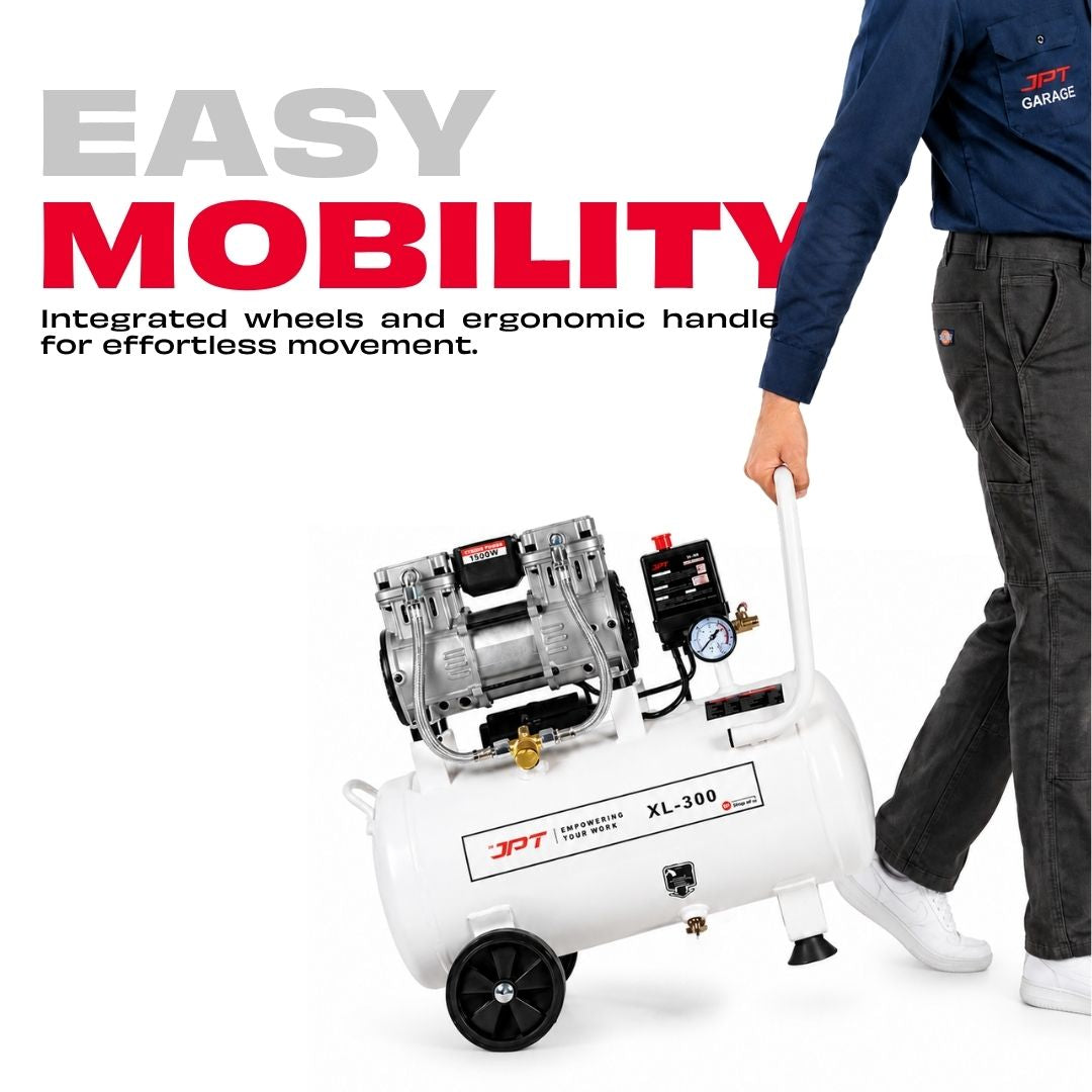 JPT 30L Oil Free Air Compressor | 1500W Portable Machine with Auto Cut-Off | Maintenance Free Heavy Duty Unit for Painting, Nailing, Garages & Pneumatic Applications