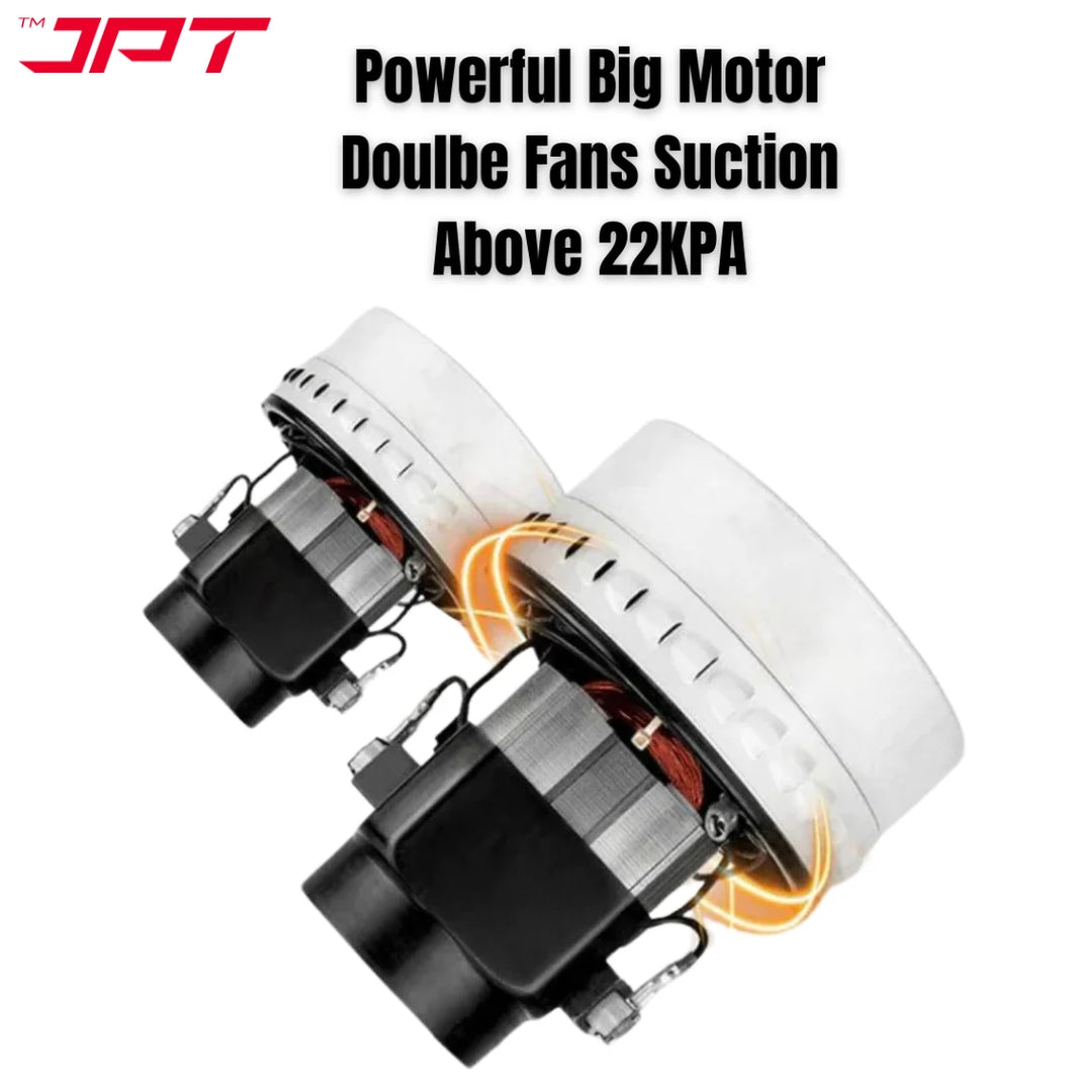 JPT KVC60 Ultra Heavy-Duty Wet and Dry Vacuum Cleaner | 2300-watt Double Motor | 22 kPa Suction Power | 60-Litre SS Tank | HEPA Filtration | Commercial Vacuum Cleaner for Home, Car, Industry Cleaning