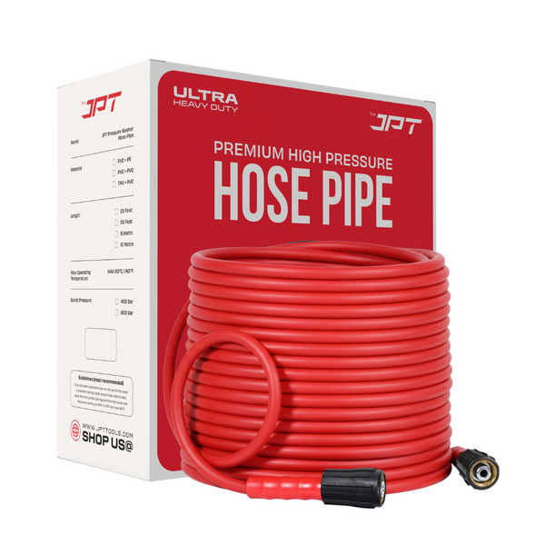 JPT Ultra Heavy-Duty 15MTR Flexible High Pressure Washer Hose Pipe | Standard M22 x 15MM Thread | Up To 450Bar / 6525PSI | PVC + PE Layers Build | Tangle & Kink Free Design