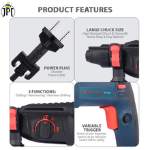 Pro-Cut PC-2601 Heavy Duty Rotary Hammer Drill Machine | 1050-watt Motor Power | 0-1100 RPM Speed | 26MM Deep Drilling | 4 Functions Modes | Rerverse & Forward Mode | Clearance Sale 2024