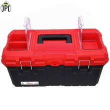 Buy JPT Pro Series 16-inch heavy-duty plastic tool box, featuring transparent organizers, a removable tray, a dustproof, and water-resistant seal at best price.