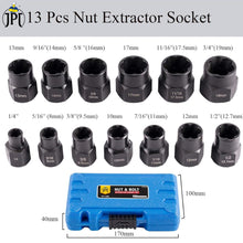 JPT Bolt Extractor Set,13Pcs Impact Bolt & Nut Remover Set,3/8'' Drive Extraction Socket Set,Cr-Mo Steel
