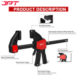 Buy now the JPT Pro Series 18" bar clamp at the best price. This clamp offer you 2-in-1 functionality, i beam structure, quick release trigger, and much more.