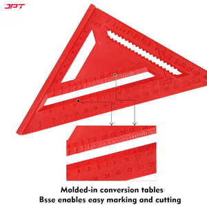 JPT 7-Inch Thickened 45°/90° Carpenter Square | ABS Build Triangle Ruler | Laser-Engraved Scale | Widened Base Design | Best For Carpentry, Woodworking, Construction, And DIY
