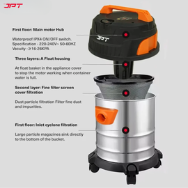 Buy now the JPT Pro Series 35L wet and dry vacuum cleaner, featuring wet and dry cleaning with blower function all at the lowest price in the market. Buy Now