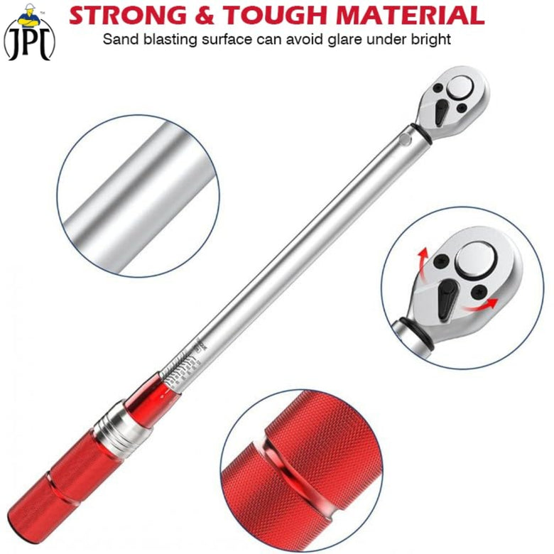 JPT 1/2 Inch Square Drive Torque Wrench, 5-110N.m, Bi-Directional Ratchet for Car Repair, Adjustable Precision Tool for Automotive, Motorcycle, and Bicycle Maintenance