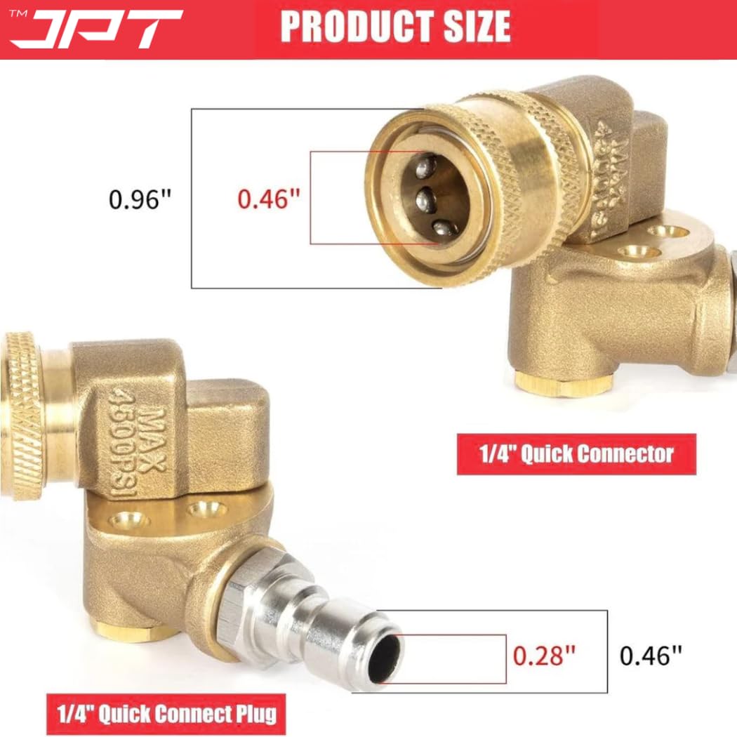Buy now the JPT 180° rotation pivoting coupler with 1/4-inch quick connect at best price. Shop all pressure washer accessories at one-stop shop JPT Tools.