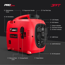 JPT Genworx 1000W/1.0KW Small and compact Manual Start Inverter Petrol Generator Lightweight, With Advanced Frequency Control, Ideal for Camping, Outdoor Events & Home Backup Power