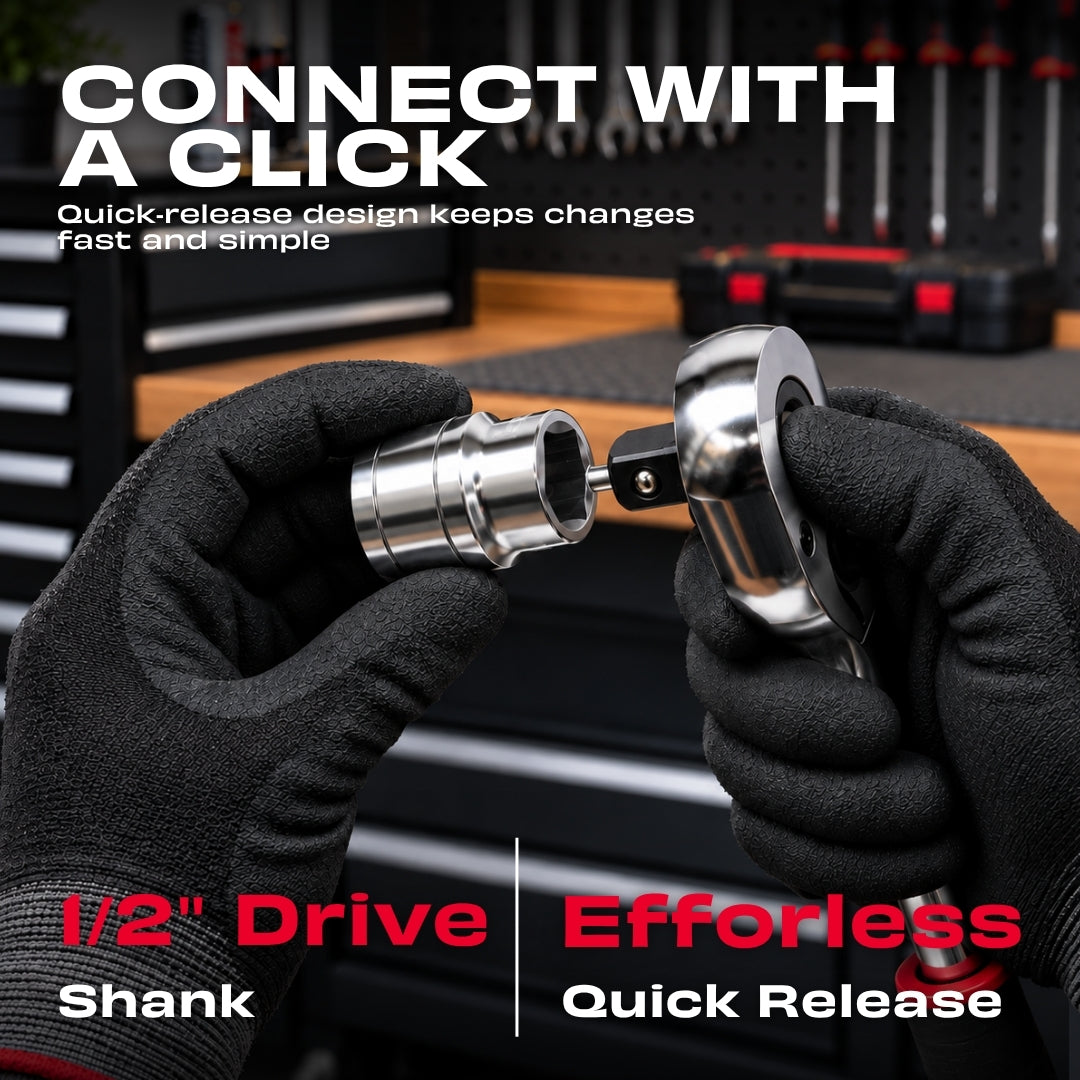 JPT 12-In-1 1/2" Ratchet Spanner Socket Set | CR-V Build with 6-Point Design | Ratchet Spanner With Quick-Release Reversible Mode & Spring-Loaded Ball | Best for Home, Car, Bike, Cycle, Automotive Repair