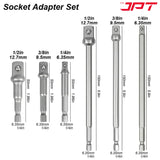 JPT 6-Piece Impact Socket Adapter Set | 3" and 6" lengths – 1/4", 3/8", and 1/2" hex shank | 65-150MM Extension Set for Impact Drivers & Power Drills