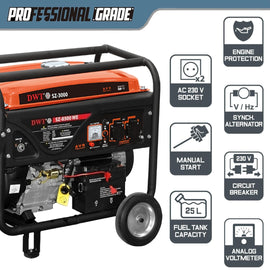 DWT 5.5 KVA Self-Start Portable Petrol Generator | 5500-Watt Power Backup for Home, Outdoor, and Camping Use | Reliable Emergency Power Supply