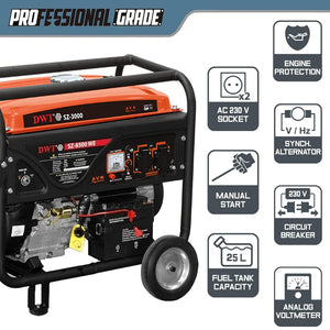 DWT 5.5 KVA Self-Start Portable Petrol Generator | 5500-Watt Power Backup for Home, Outdoor, and Camping Use | Reliable Emergency Power Supply
