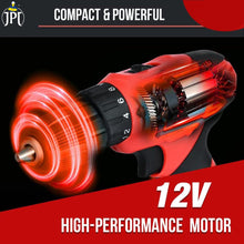 JPT 12V Powerful Cordless Drill Machine | 1350 RPM Speed | 18N.M Torque | 10MM Chuck | 2 Speed Gear | 1500mAh Battery | RENEWED