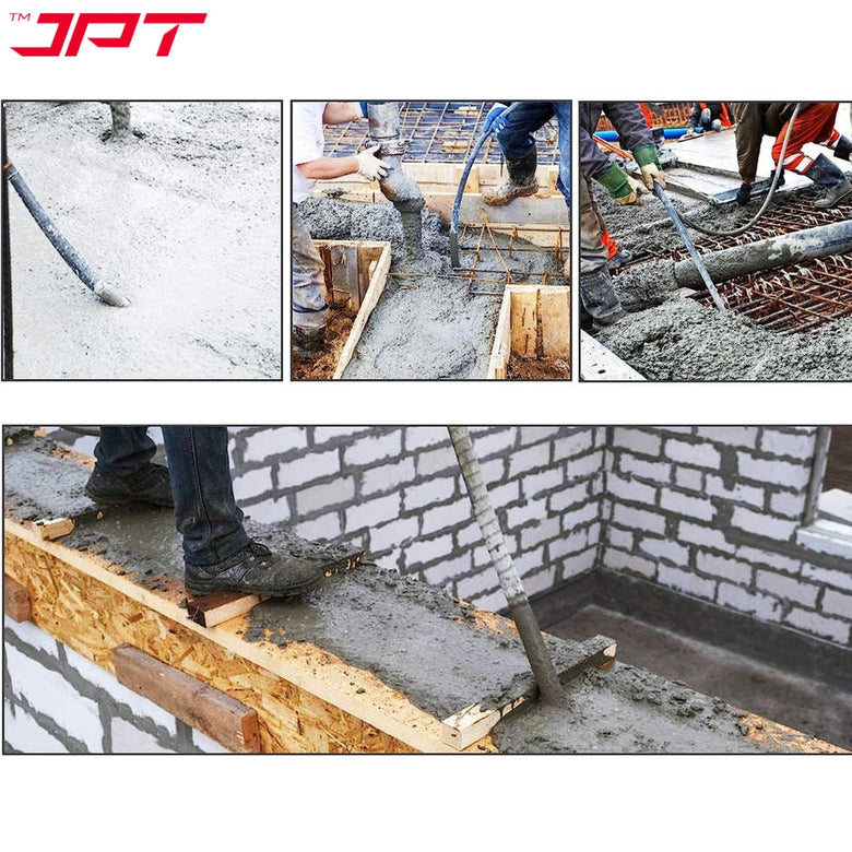 JPT Heavy Duty 1250-Watt Handheld Electric Concrete Vibrator Machine | 13000 Vibrations Per Minute | 1300 RPM Speed | 35mm Chuck | Copper Armature | 1.5m And 3m Vibrator Needles Included