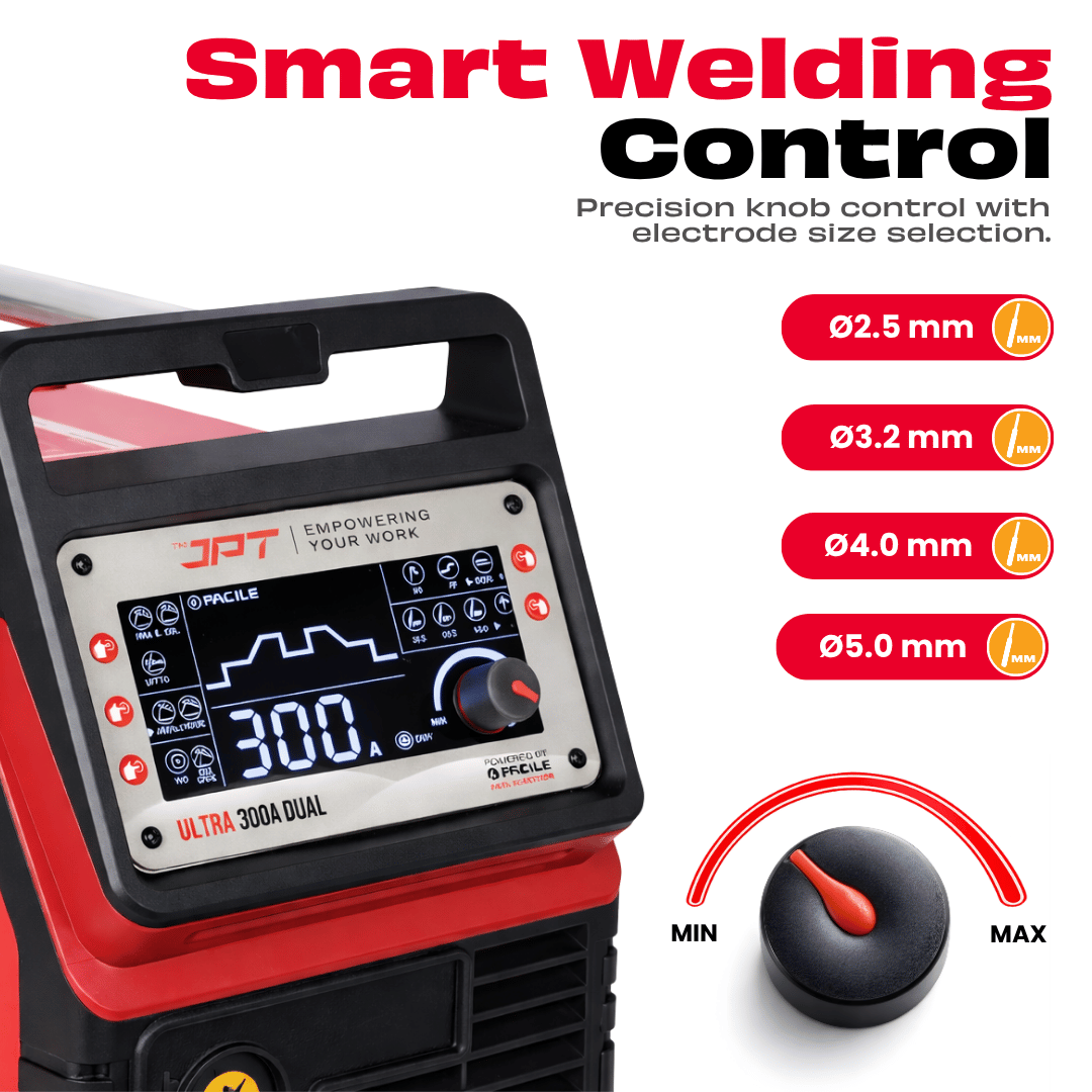 JPT True Output 300A Industrial Welding Machine | Ultra Heavy Duty MMA Inverter with 220V/380V Dual Voltage | Long Running Performance, Lift TIG, VRD, Digital Control
