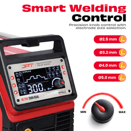 JPT True Output 300A Industrial Welding Machine | Ultra Heavy Duty MMA Inverter with 220V/380V Dual Voltage | Long Running Performance, Lift TIG, VRD, Digital Control
