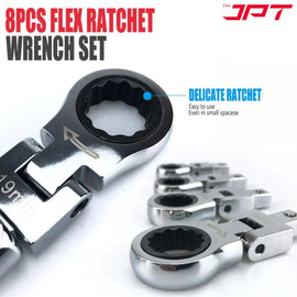 Buy now the JPT heavy-duty 8-piece changeable flex head ratchet spanner ranging from 8 to 19mm wrench head at the most affordable price in India online.
