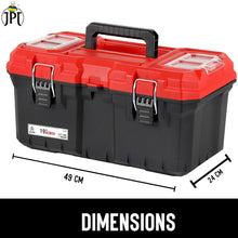 Buy JPT 19-inch heavy-duty plastic tool box, featuring transparent organizers, a removable tray, a dustproof, and water resistant seal all at best price online.