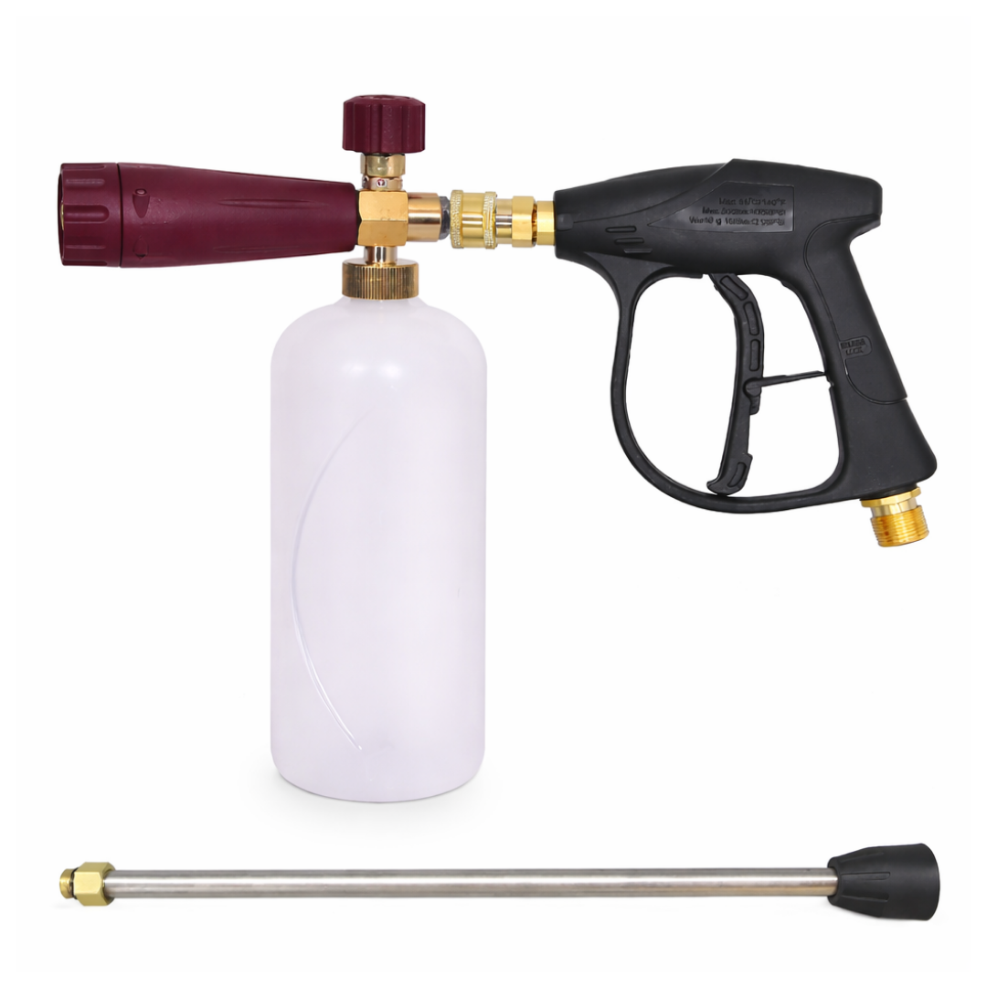 JPT Combo Lite Foam Cannon with Universal High Pressure Washer Gun and 15"/38CM High Pressure Washer Extension Rod with 1/4-Inch Quick Connector – Compatible with Most Pressure Washer Brands