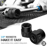 Buy now the JPT 10+1 piece impact nut & bolt extractor set with 3/8" drive hex adapter, to take out the most damaged, frozen, rusted, rounded-off bolt easily.