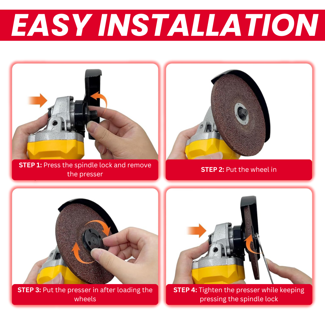 JPT 21V Heavy-Duty Cordless Angle Grinder Machine | Brushless Motor | 3-Speed Modes (5000–9000 RPM | 100mm Disc | Spindle & Speed Lock | 6000mAh Battery